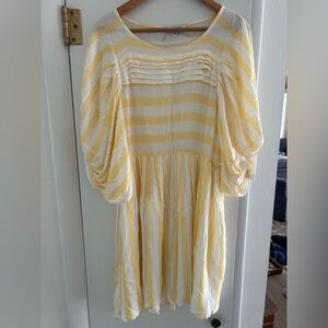 Davi & Dani Yellow and White Striped shift Dress